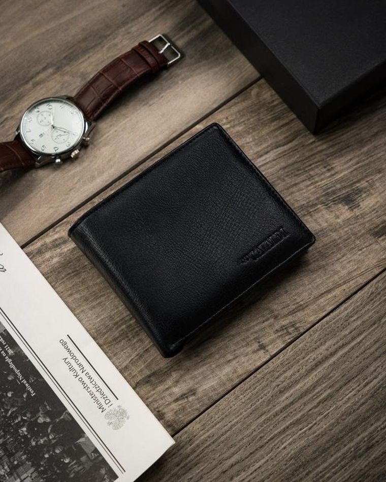 Portfel, czarny, skóra ekologiczna, Cavaldi