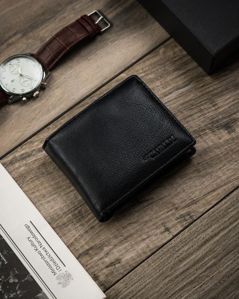 Portfel, czarny, skóra ekologiczna, Cavaldi