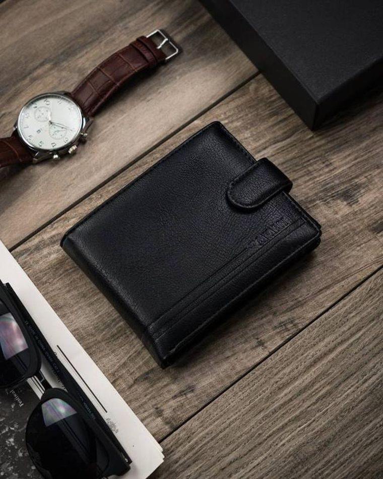 Portfel, czarny, skóra ekologiczna, Cavaldi