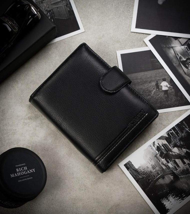 Portfel, czarny, skóra ekologiczna, Cavaldi