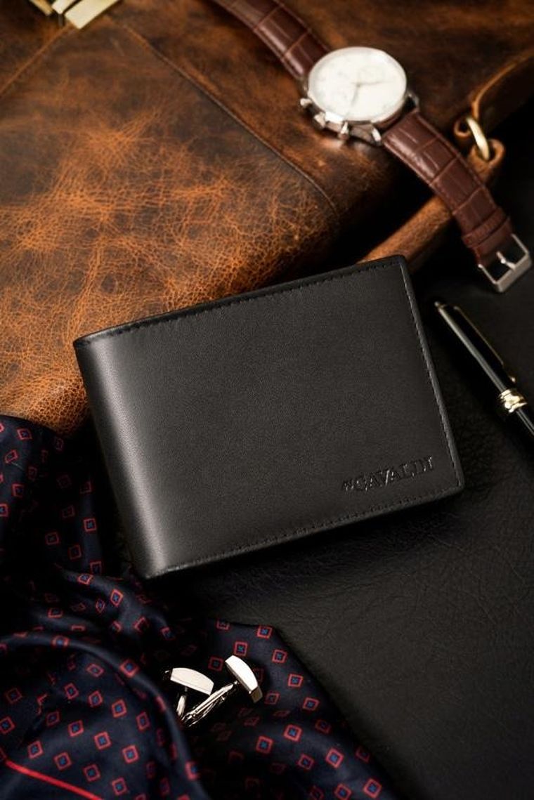 Portfel, czarny, skóra ekologiczna, Cavaldi