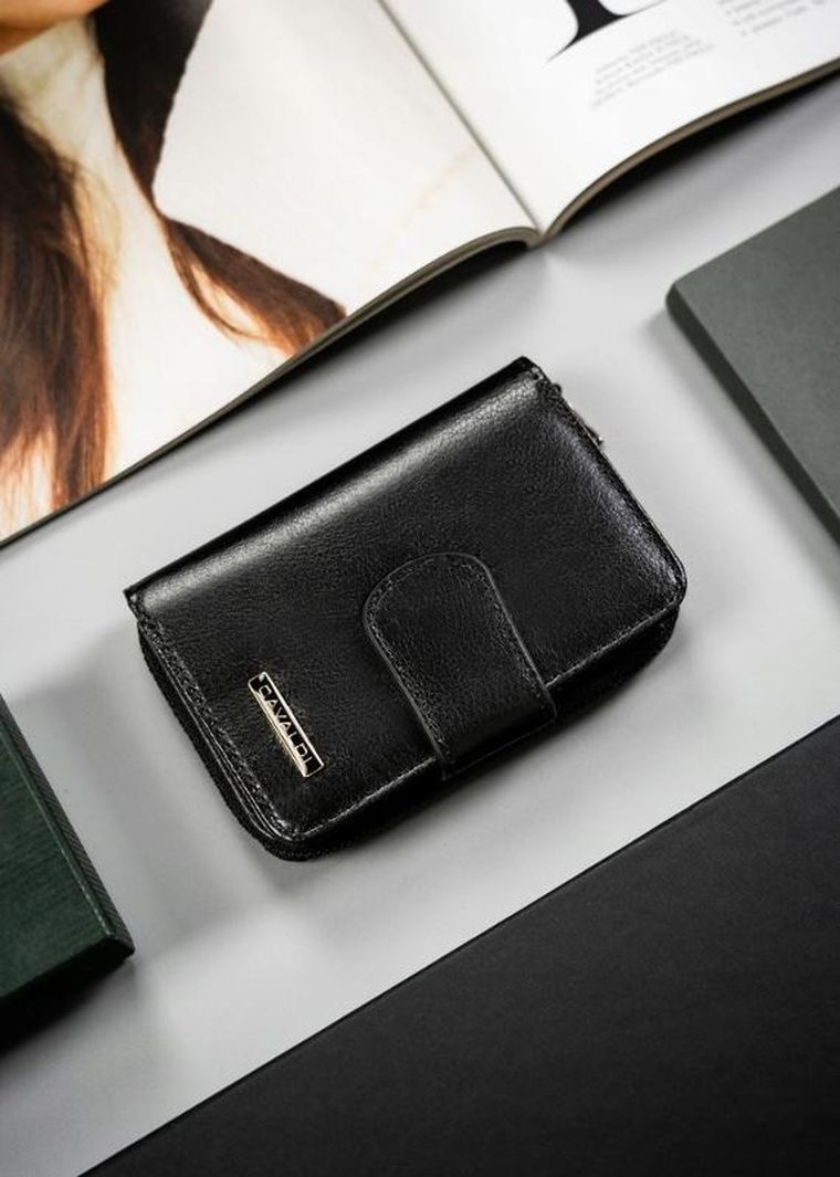 Portfel, czarny, skóra ekologiczna, Cavaldi