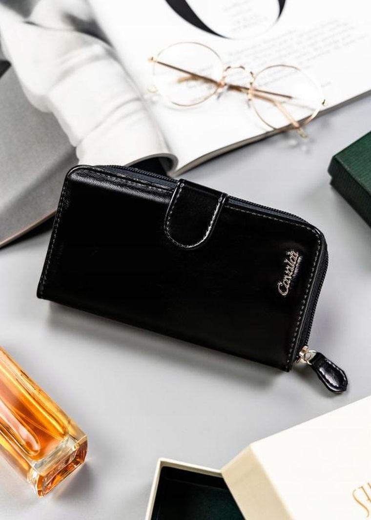 Portfel, czarny, skóra ekologiczna, Cavaldi