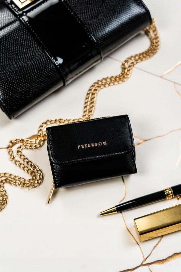 Portfel, czarny, skóra ekologiczna, Peterson