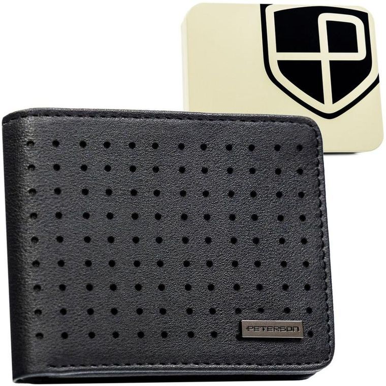 Portfel, czarny, skóra ekologiczna, Peterson