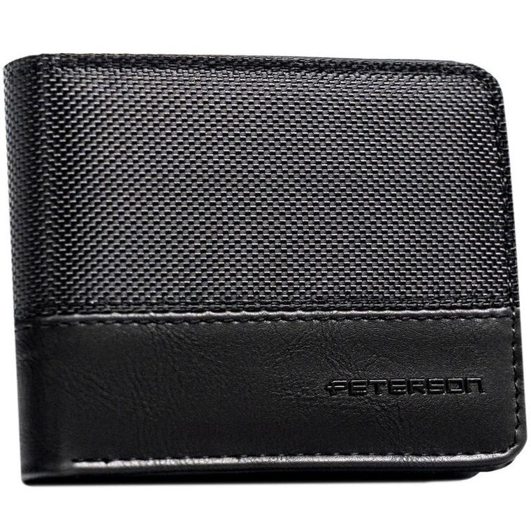 Portfel, czarny, skóra ekologiczna, Peterson