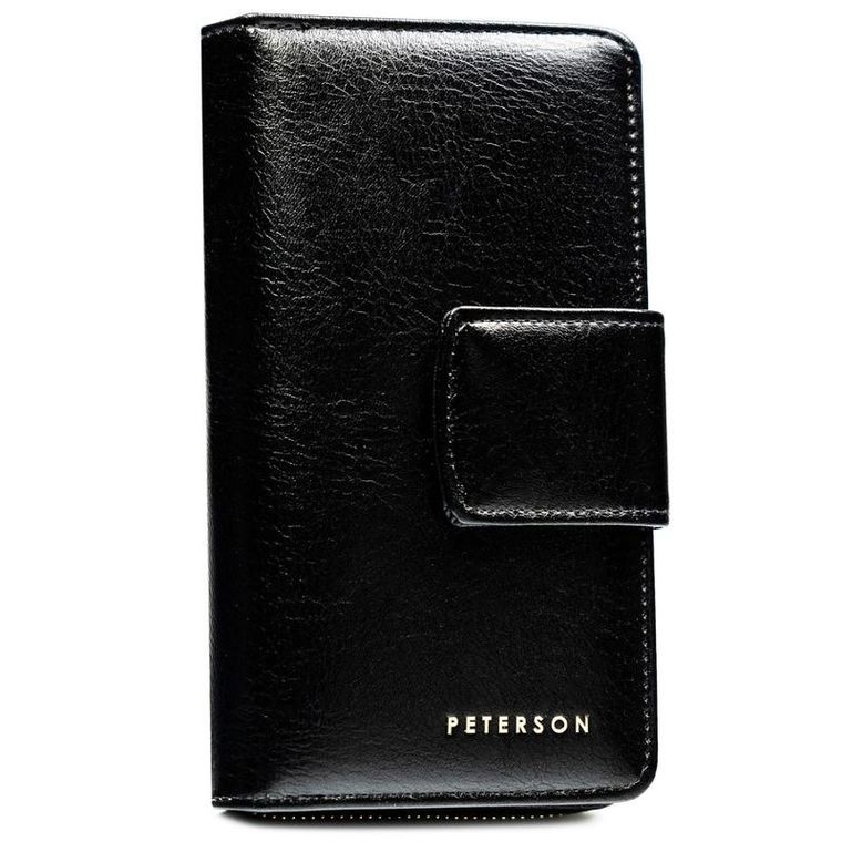Portfel, czarny, skóra ekologiczna, Peterson
