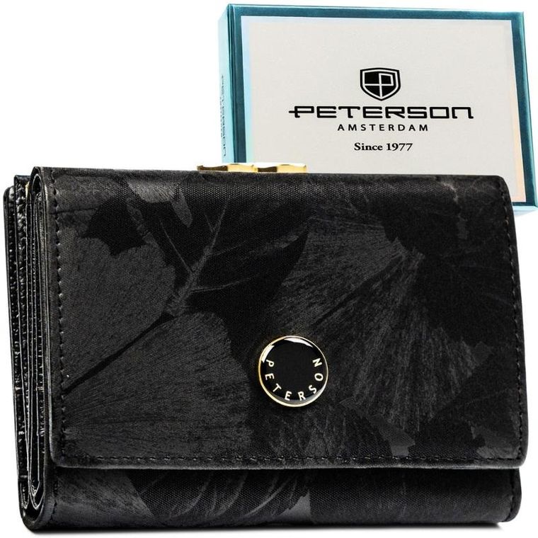 Portfel, czarny, skóra ekologiczna, Peterson