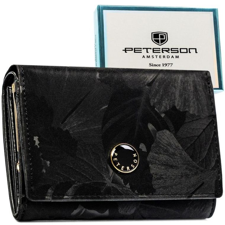 Portfel, czarny, skóra ekologiczna, Peterson