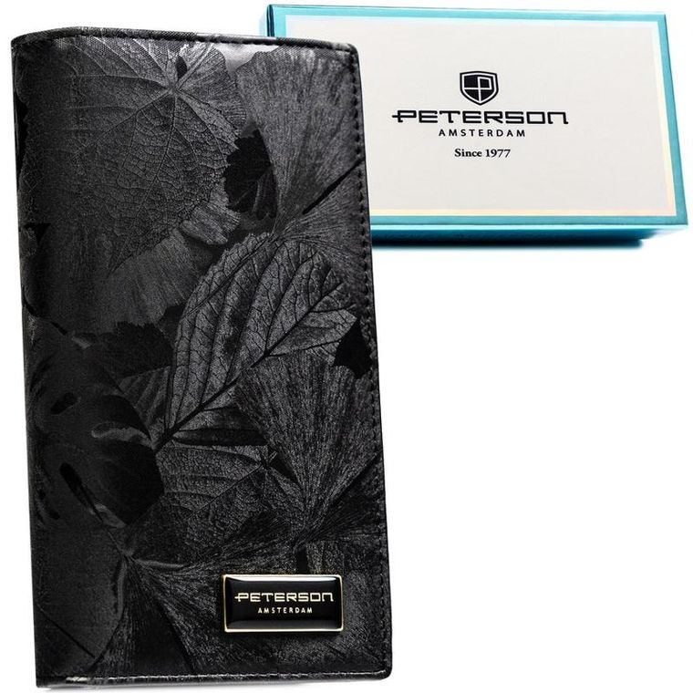 Portfel, czarny, skóra ekologiczna, Peterson