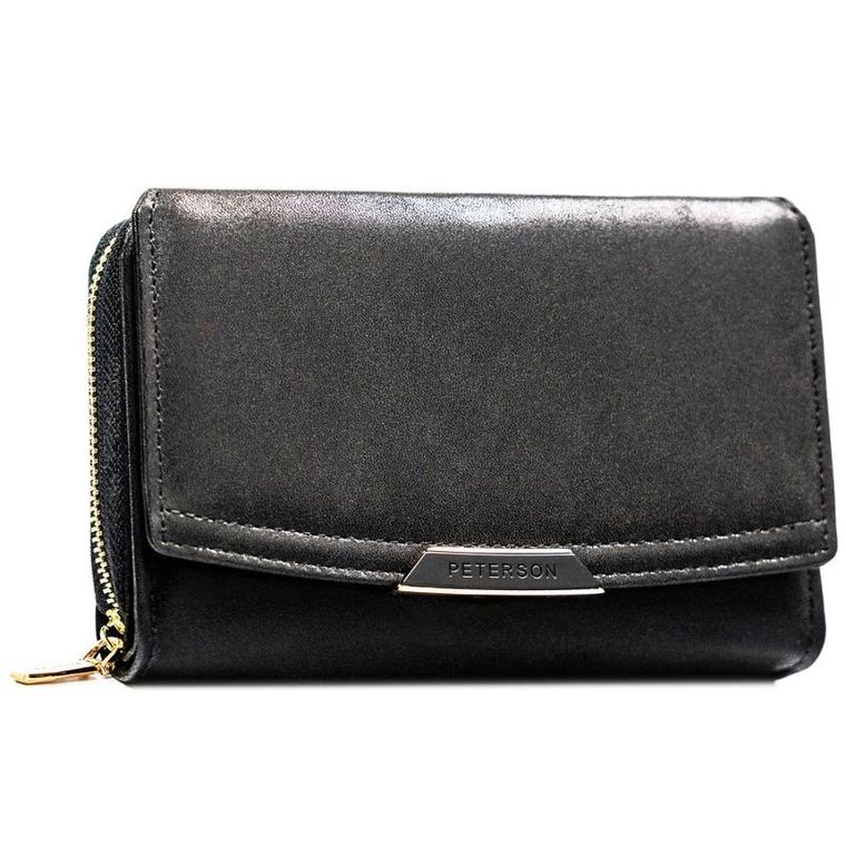 Portfel, czarny, skóra ekologiczna, Peterson