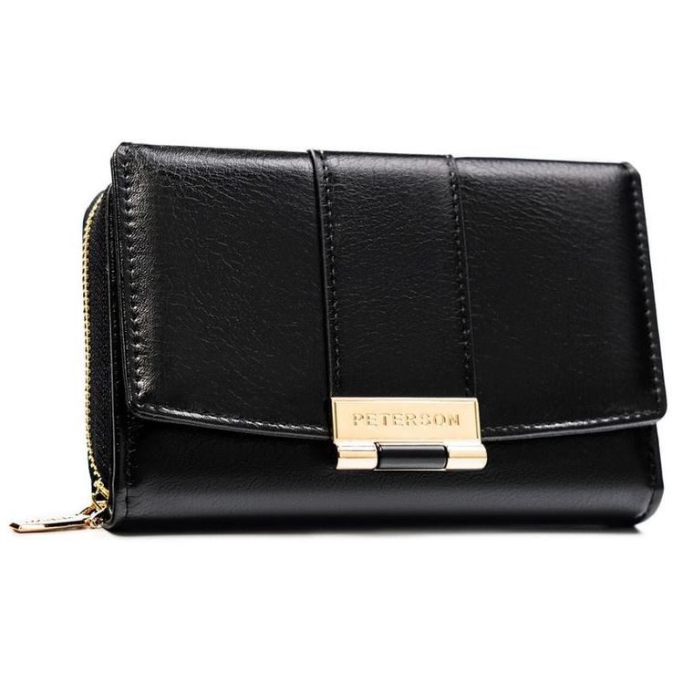 Portfel, czarny, skóra ekologiczna, Peterson
