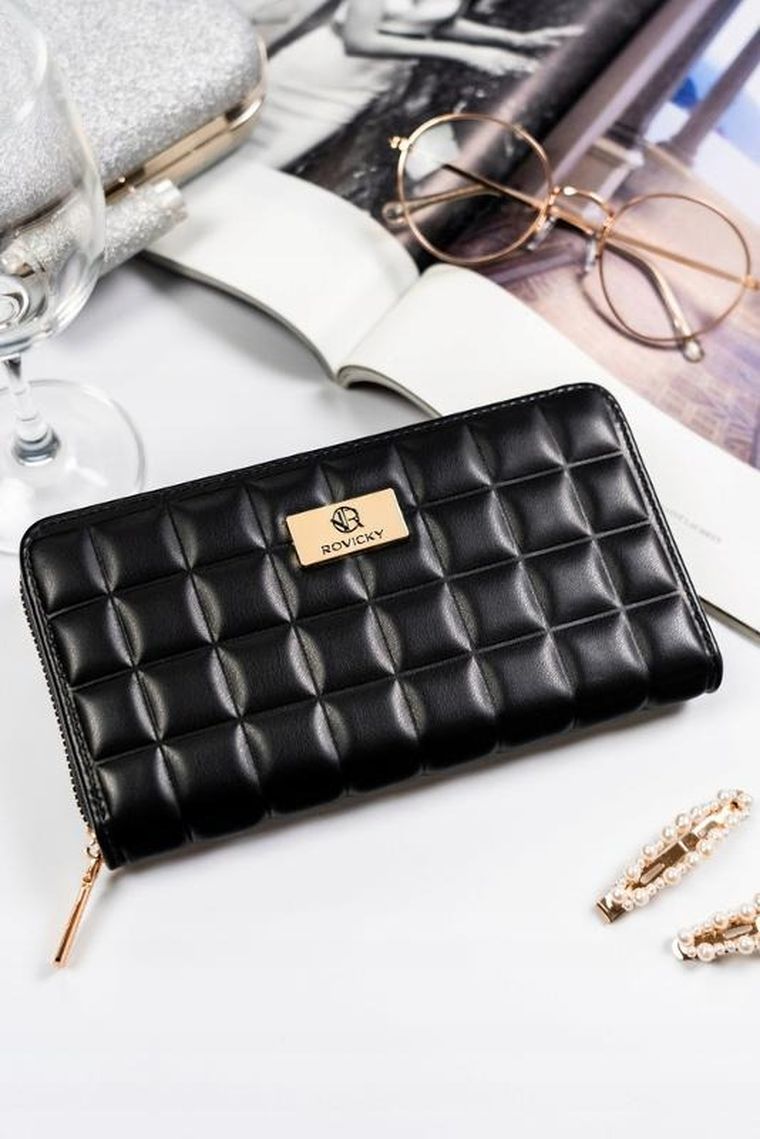 Portfel, czarny, skóra ekologiczna, Rovicky