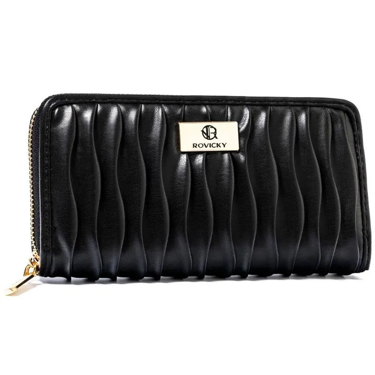 Portfel, czarny, skóra ekologiczna, Rovicky