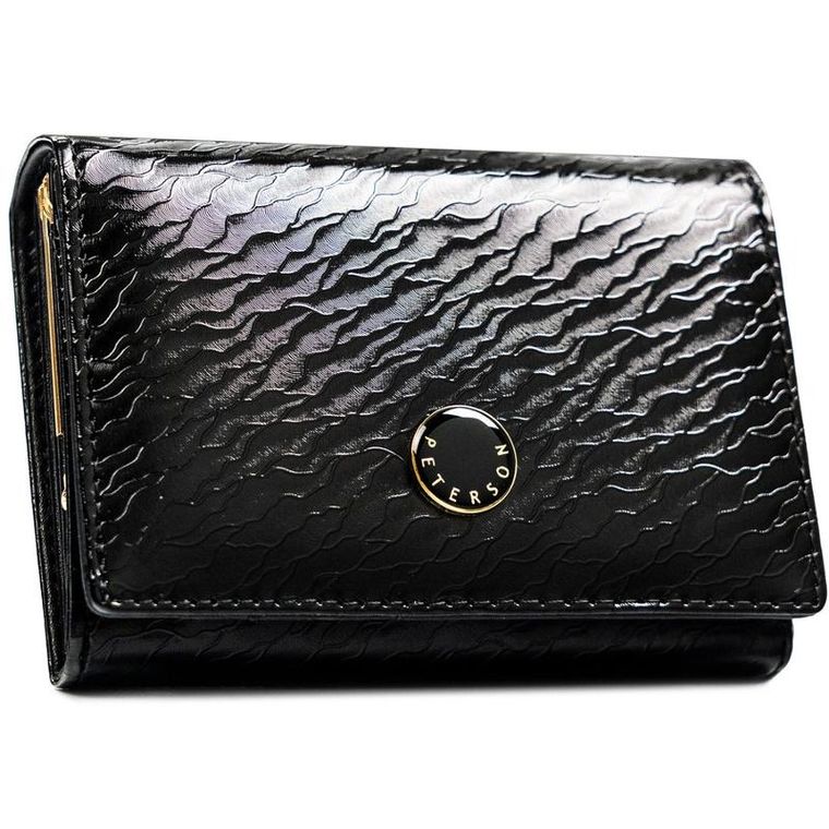 Portfel, czarny, skóra naturalna i ekologiczna, Peterson