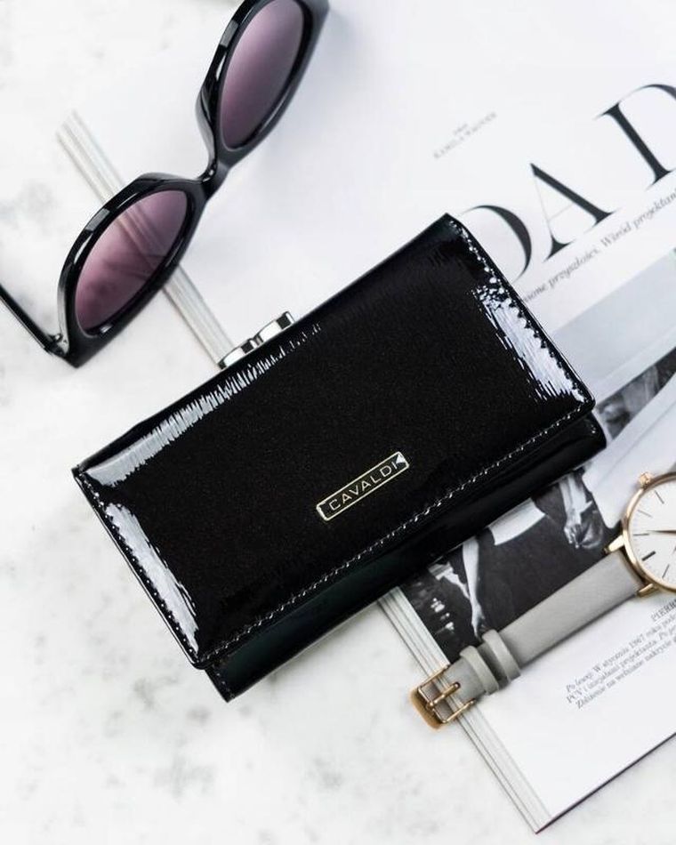 Portfel, czarny, skórzany, 4U Cavaldi