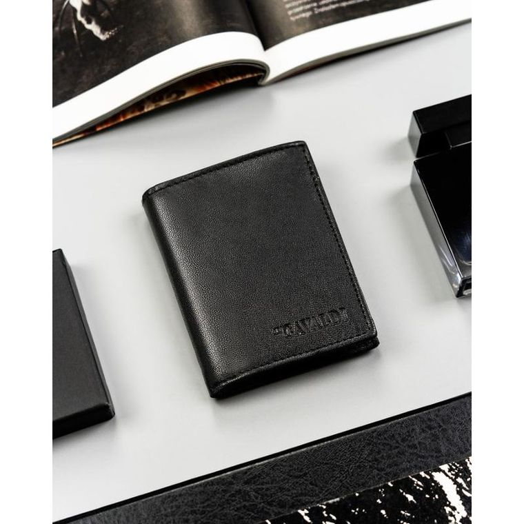 Portfel, czarny, skórzany, 4U Cavaldi