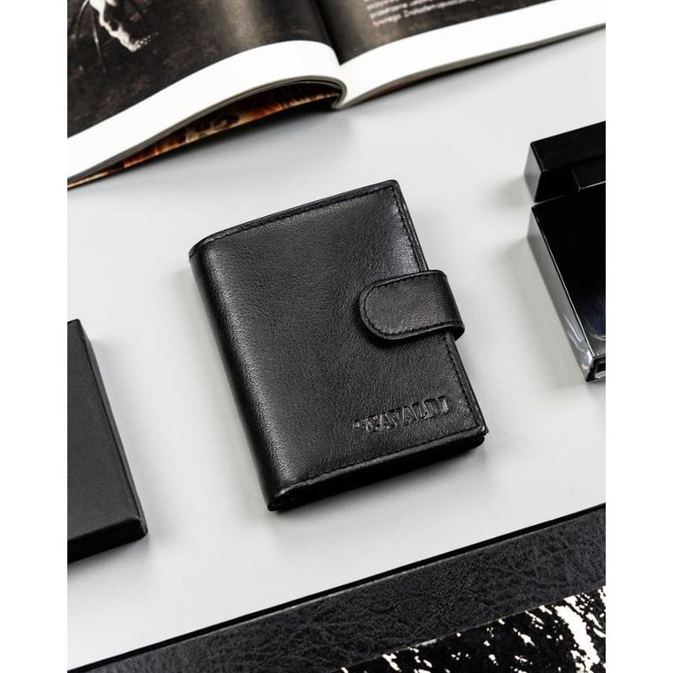 Portfel, czarny, skórzany, 4U Cavaldi
