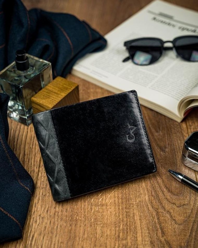 Portfel, czarny, skórzany, Cavaldi