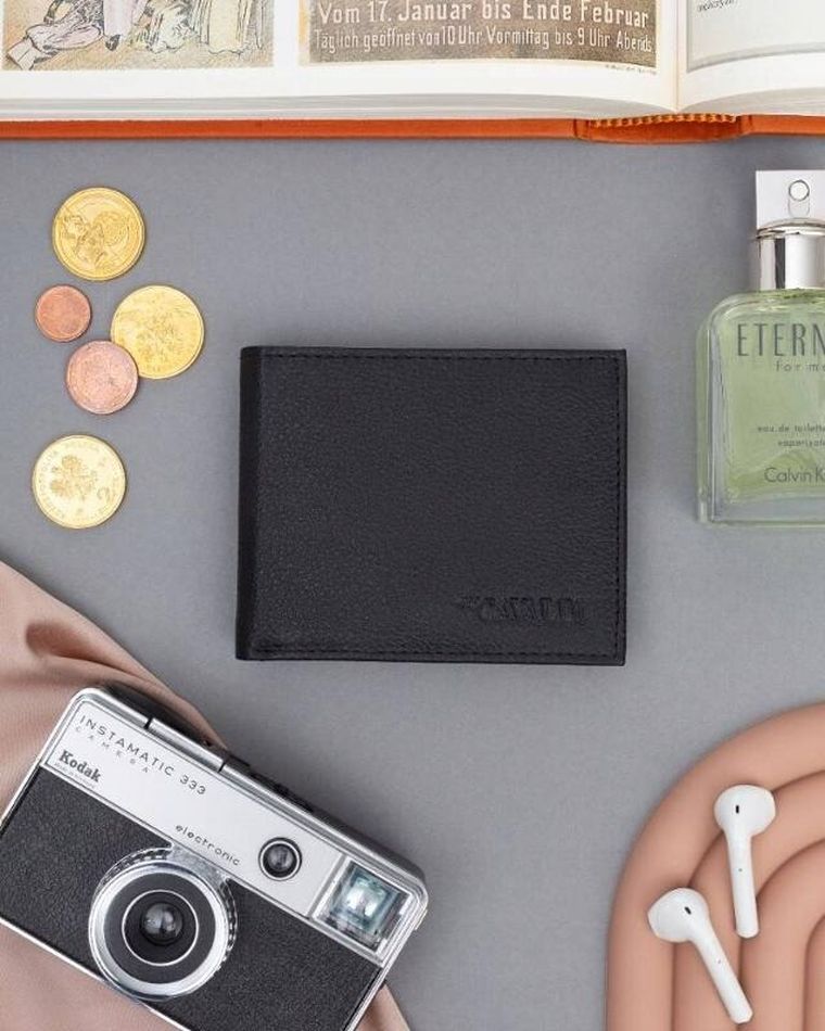 Portfel, czarny, skórzany, Cavaldi