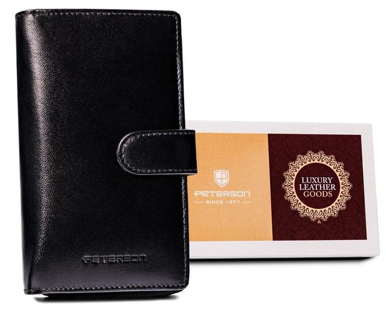 Portfel, czarny, skórzany, Peterson