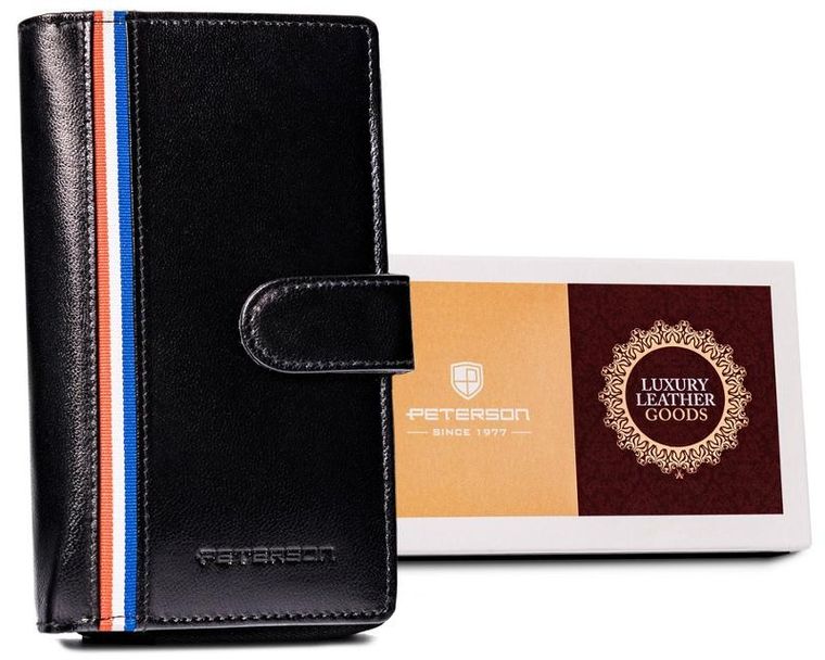 Portfel, czarny, skórzany, Peterson