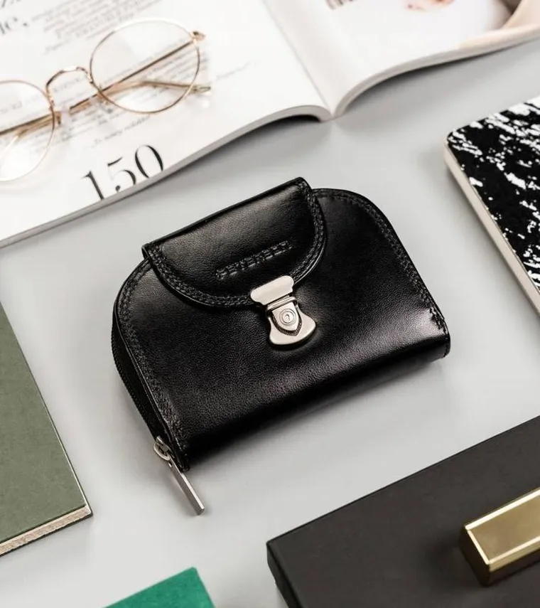 Portfel, czarny, skórzany, Peterson