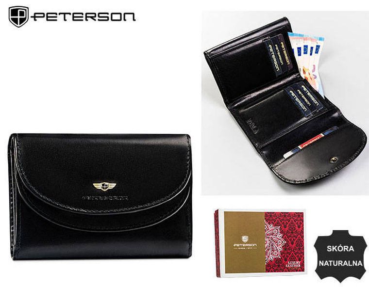 Portfel, czarny, skórzany, Peterson