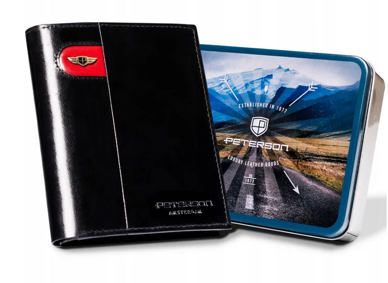 Portfel, czarny, skórzany, Peterson