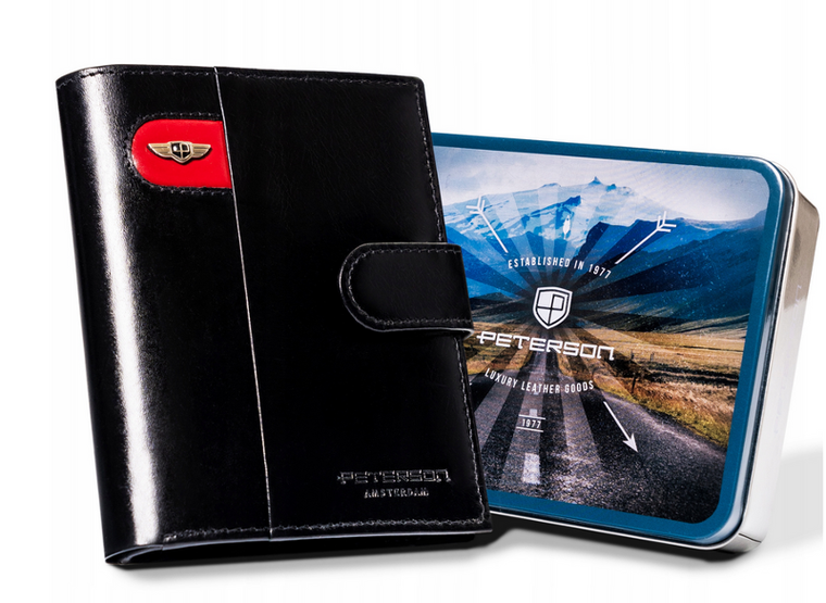 Portfel, czarny, skórzany, Peterson