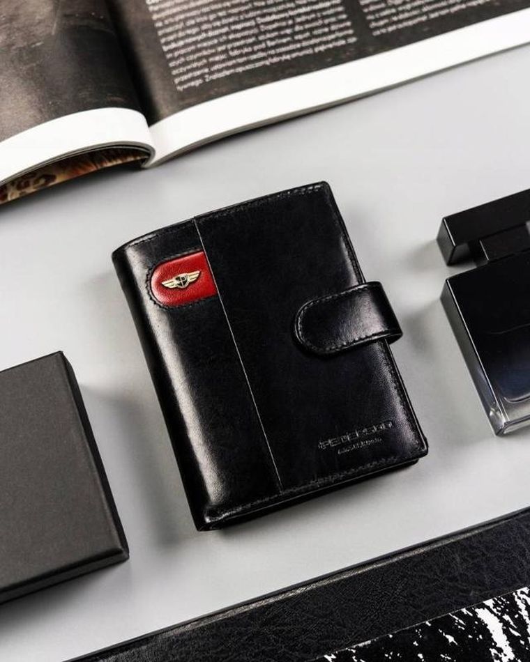 Portfel, czarny, skórzany, Peterson