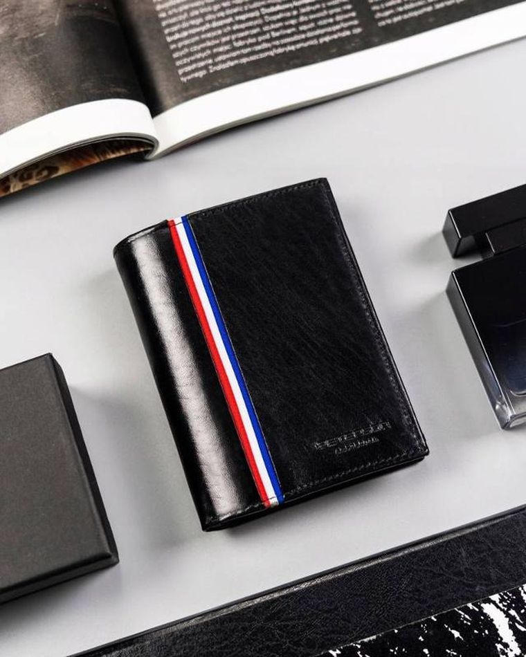 Portfel, czarny, skórzany, Peterson