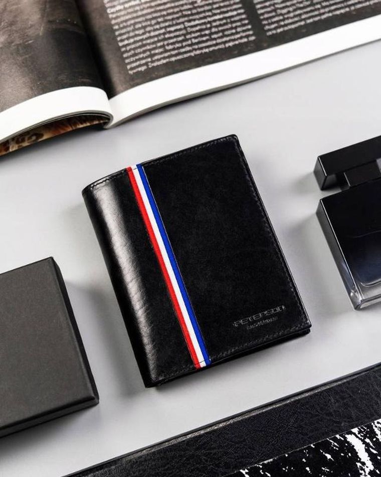 Portfel, czarny, skórzany, Peterson