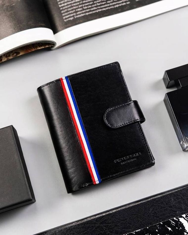 Portfel, czarny, skórzany, Peterson