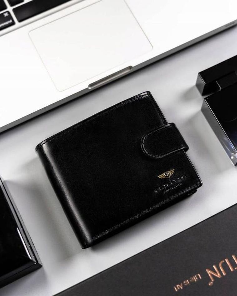 Portfel, czarny, skórzany, Peterson