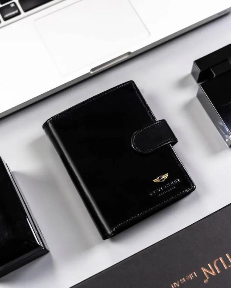 Portfel, czarny, skórzany, Peterson