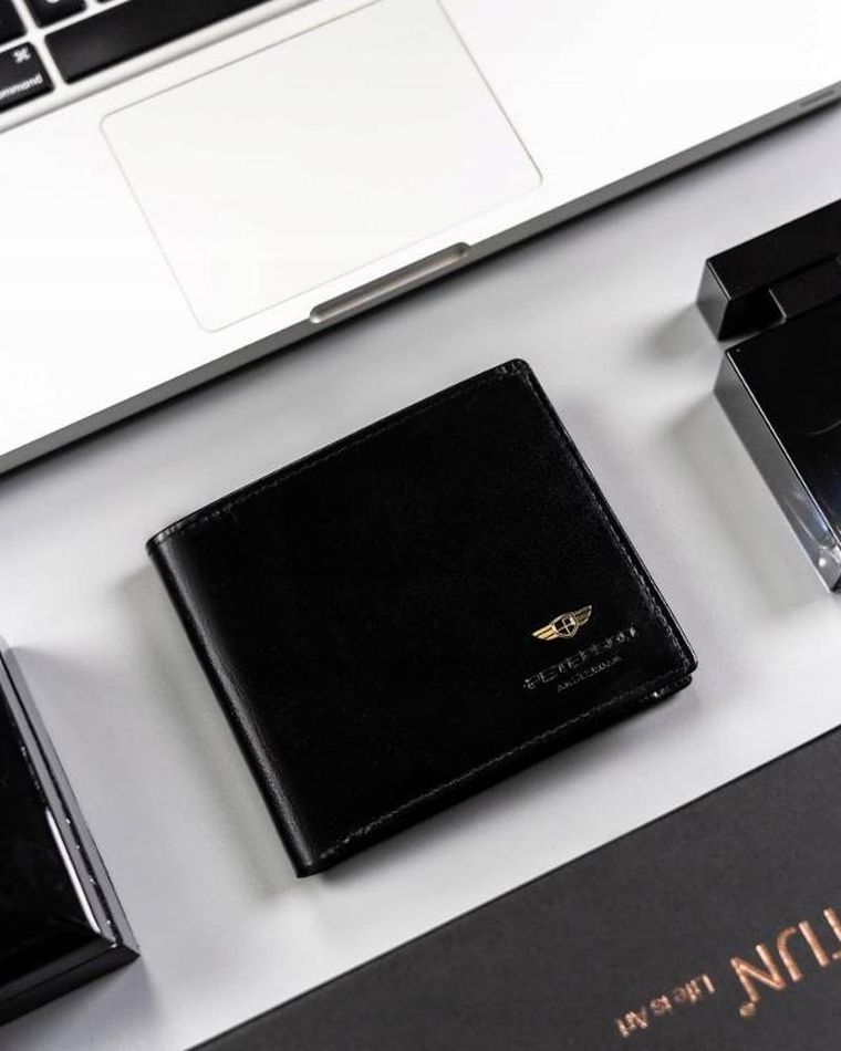 Portfel, czarny, skórzany, Peterson