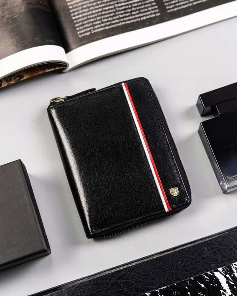 Portfel, czarny, skórzany, Peterson