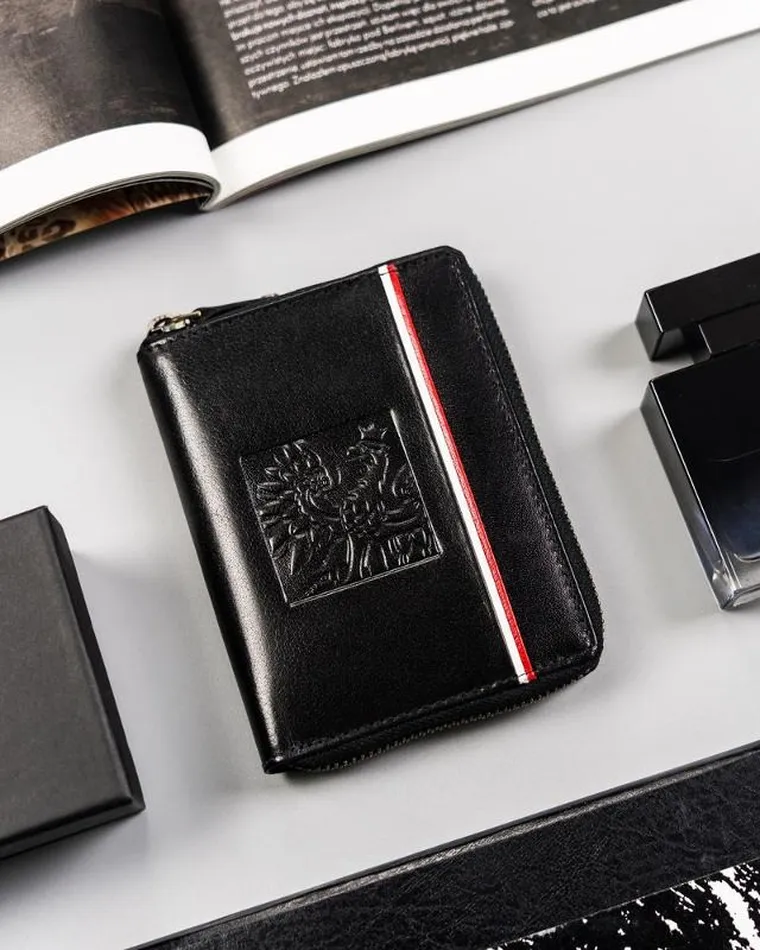 Portfel, czarny, skórzany, Peterson