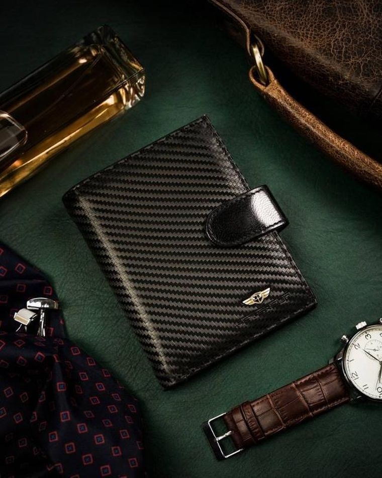 Portfel, czarny, skórzany, Peterson