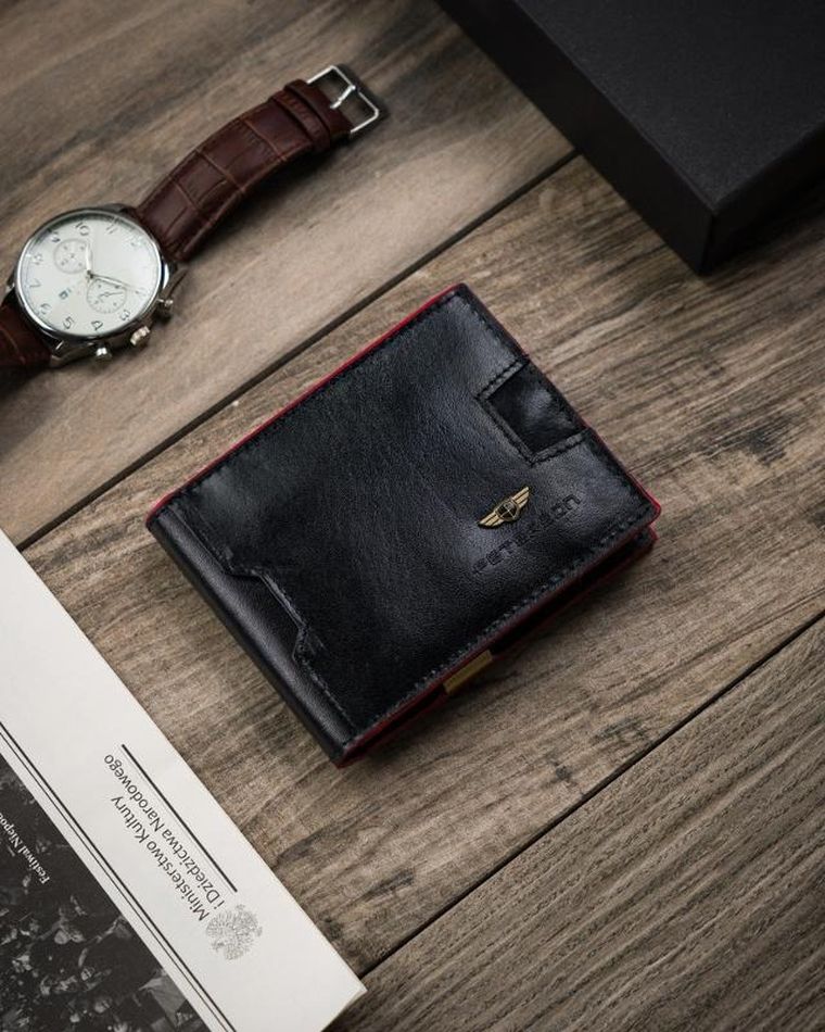 Portfel, czarny, skórzany, Peterson