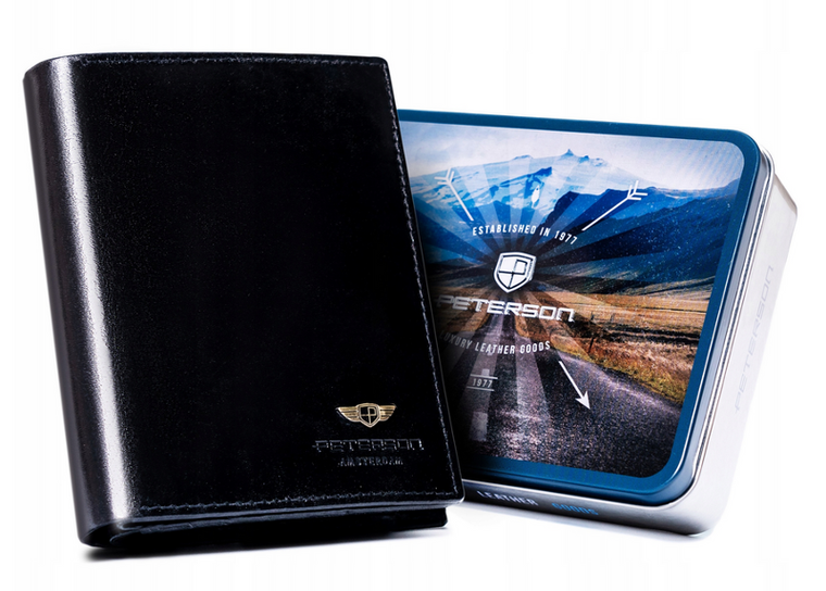 Portfel, czarny, skórzany, Peterson