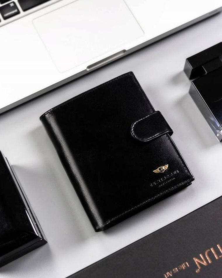 Portfel, czarny, skórzany, Peterson