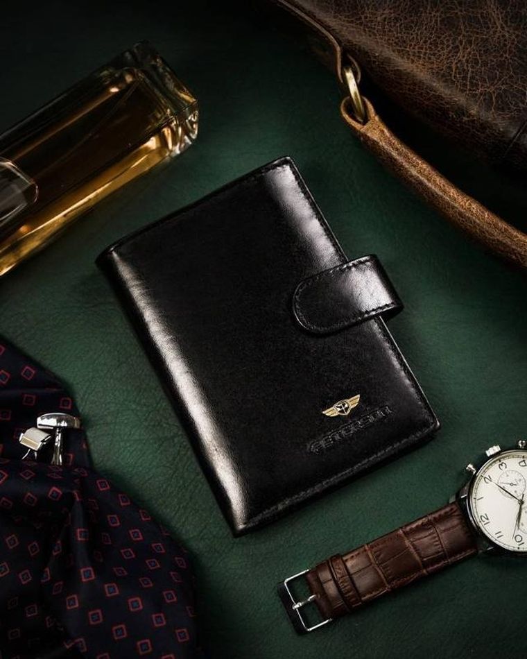 Portfel, czarny, skórzany, Peterson