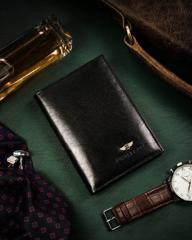 Portfel, czarny, skórzany, Peterson