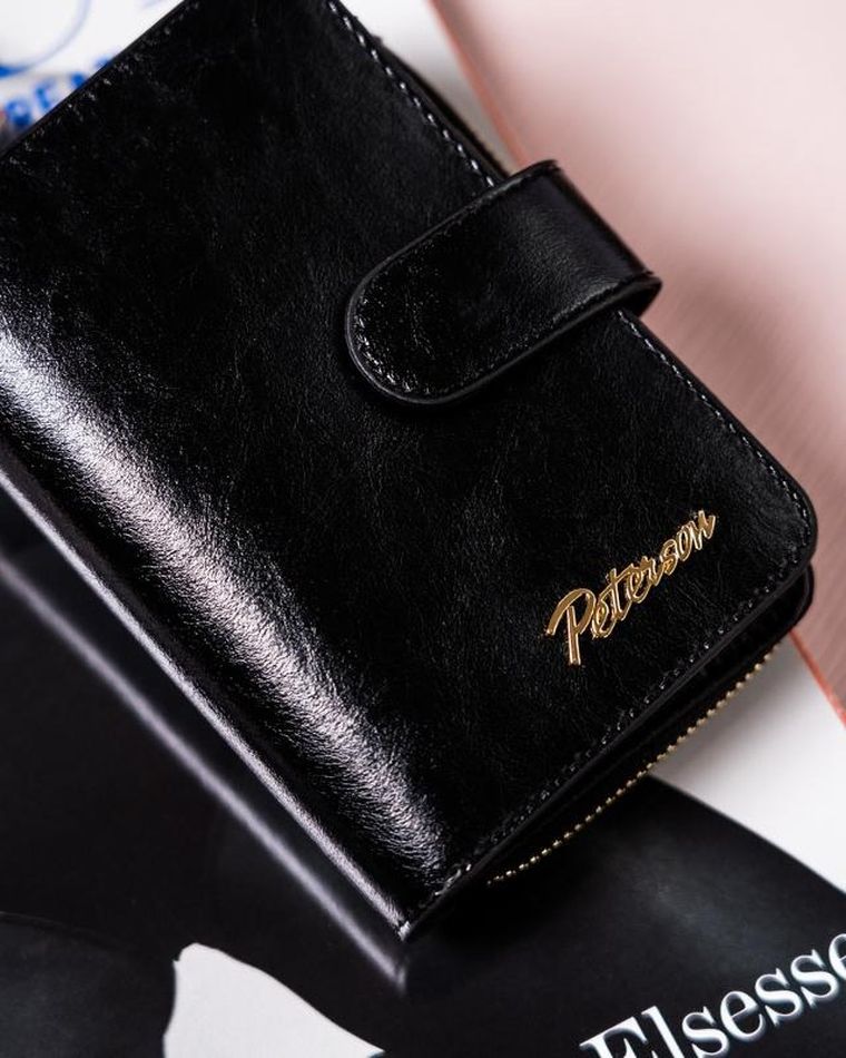 Portfel, czarny, skórzany, Peterson