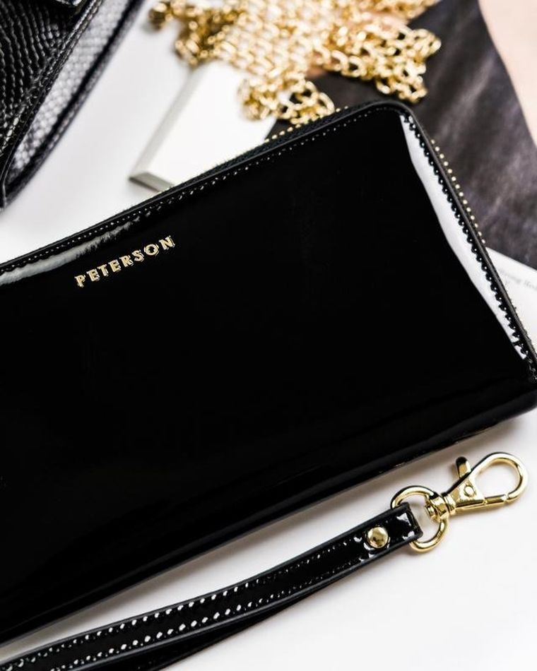 Portfel, czarny, skórzany, Peterson