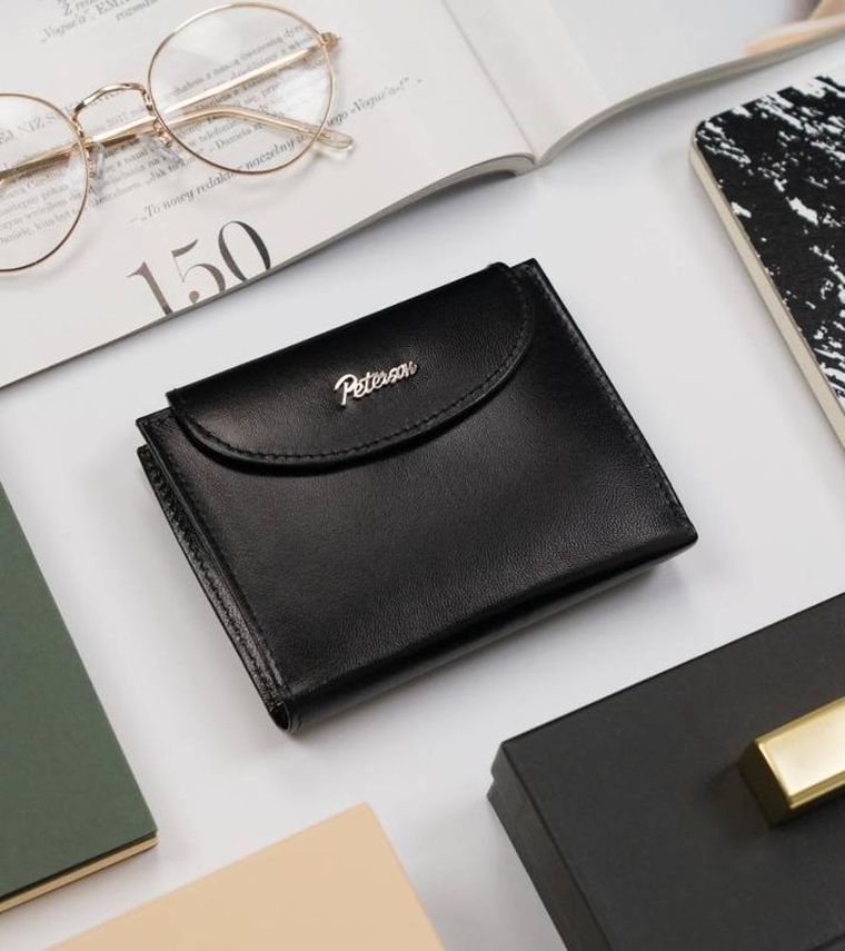 Portfel, czarny, skórzany, Peterson