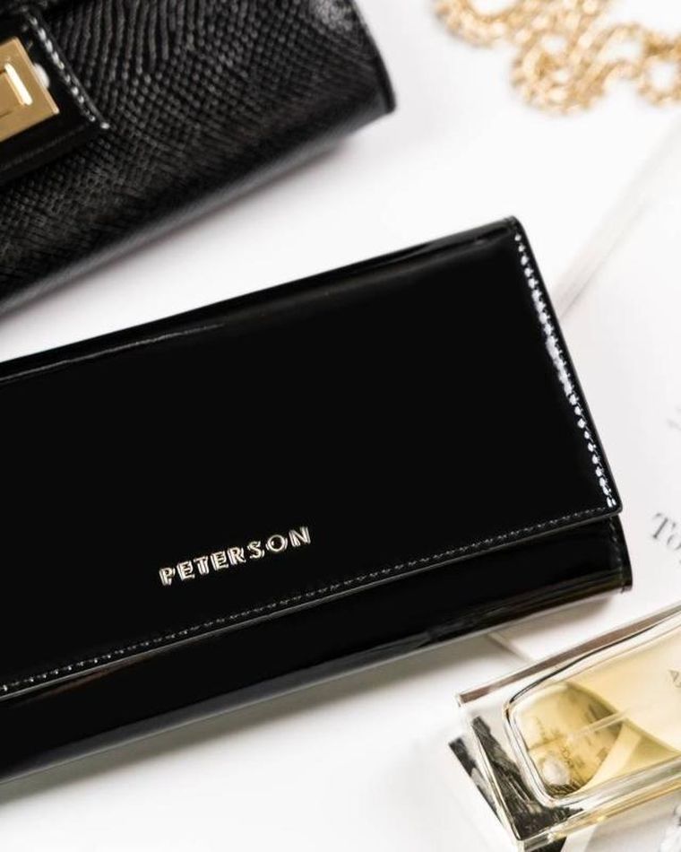 Portfel, czarny, skórzany, Peterson
