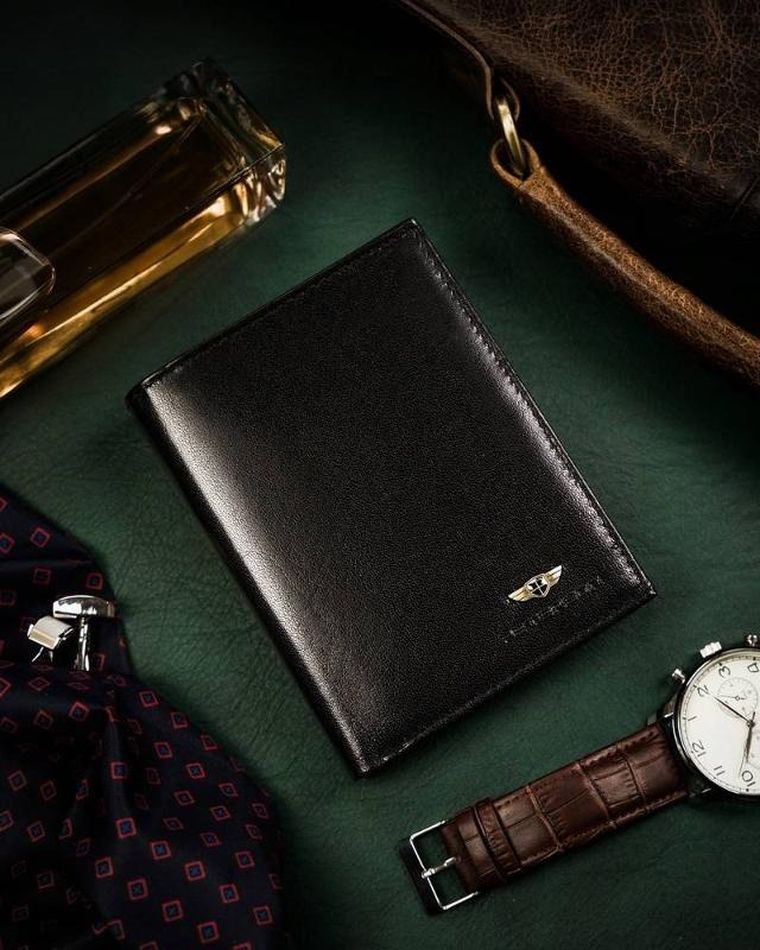 Portfel, czarny, skórzany, Peterson